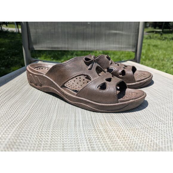 Pali Hawaii Womens Hi 0172 Bow Wedge Sandals (brown) waterproof beach sand sun L - Picture 1 of 16